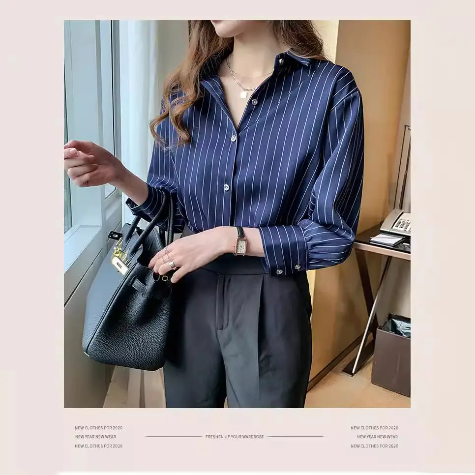 Women White Striped Layered Shirt 2025 Spring - Image 4