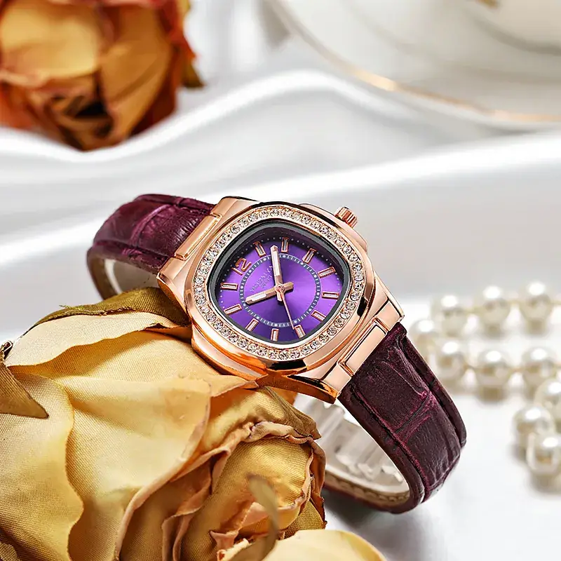 2022 Women's Luxury Watch with Diamonds & Black Strap