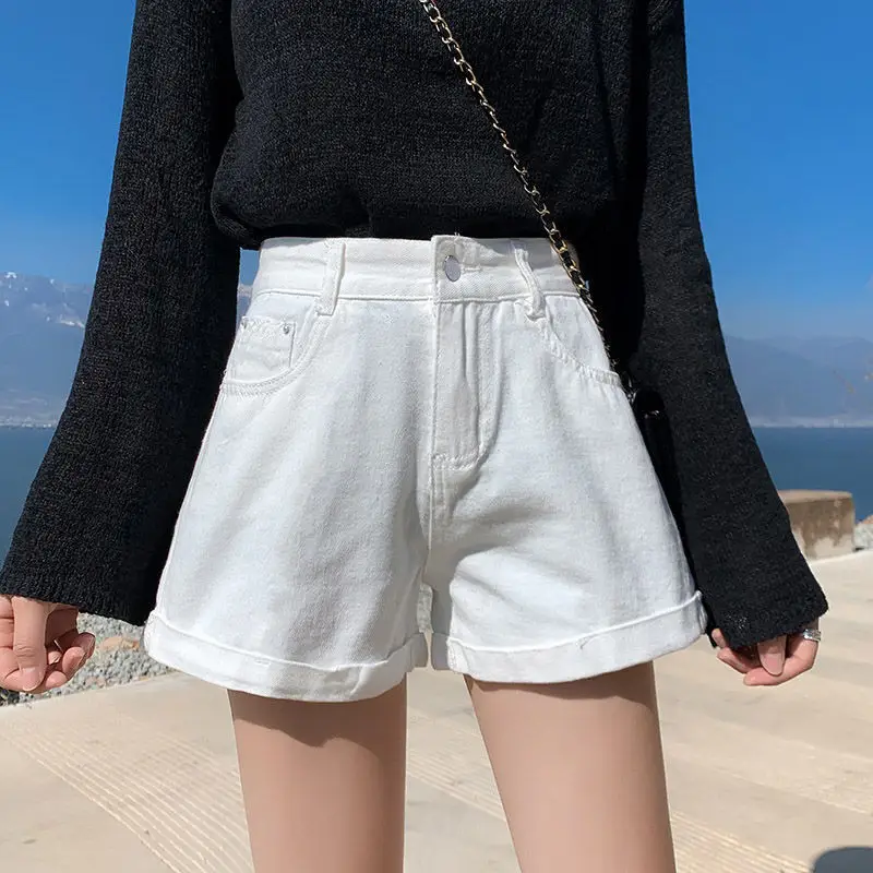 Women High Waist Denim Shorts Blue 2022 - Image 4