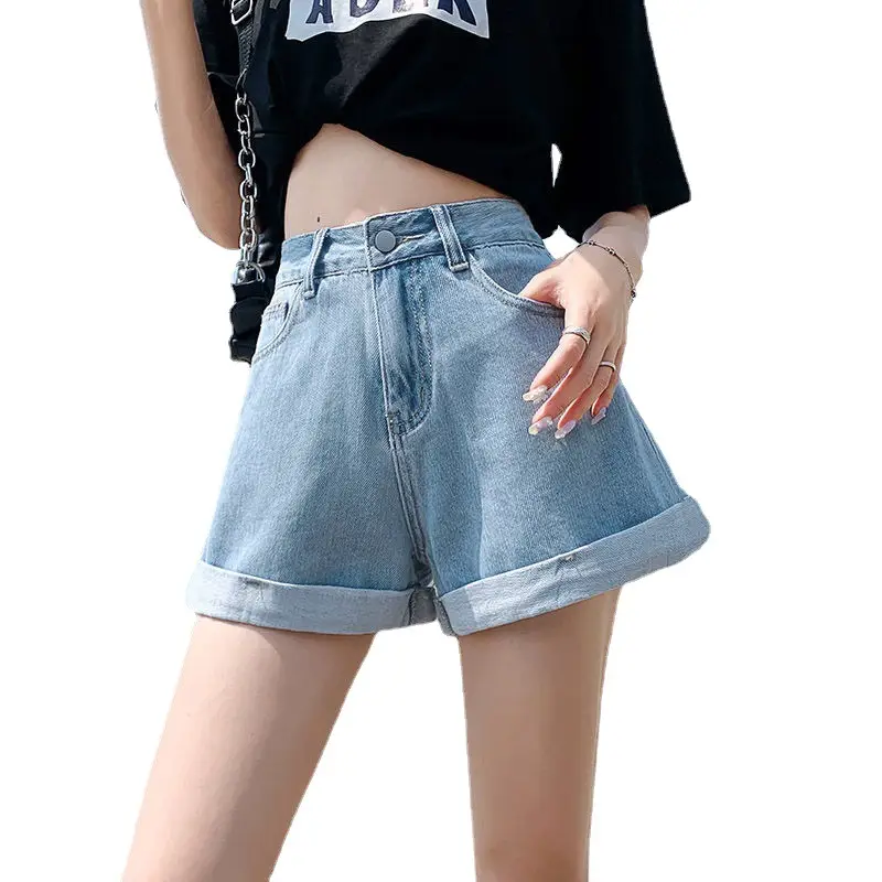 Women High Waist Denim Shorts Blue 2022 - Image 8