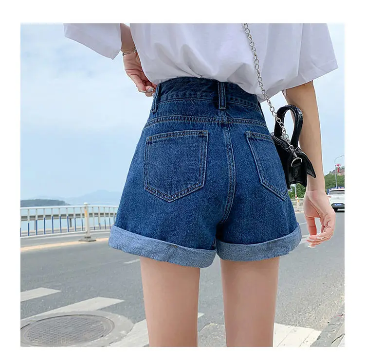 Women High Waist Denim Shorts Blue 2022 — feature 16