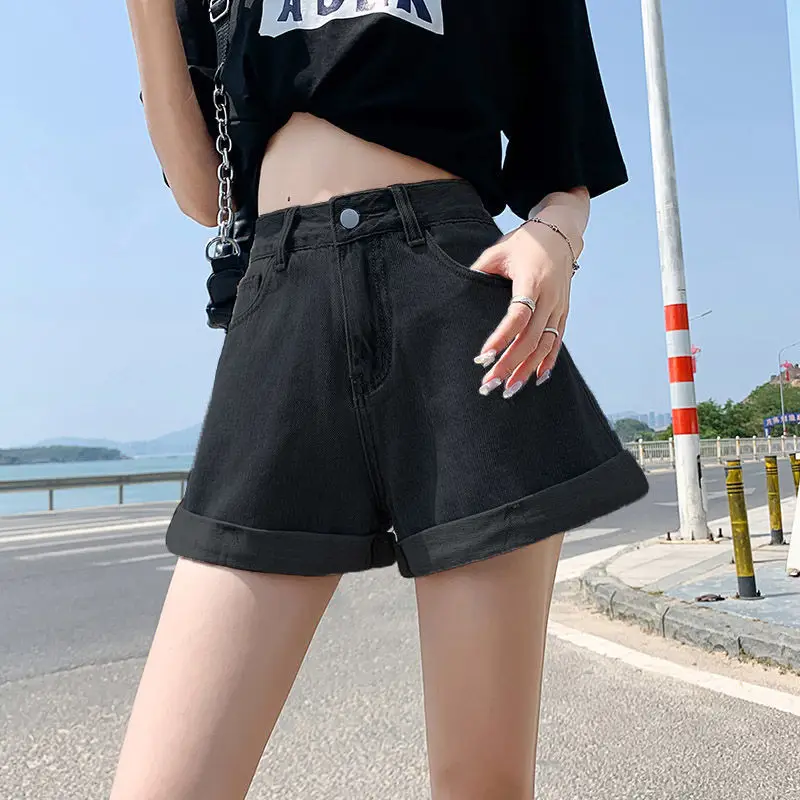 Women High Waist Denim Shorts Blue 2022 - Image 2