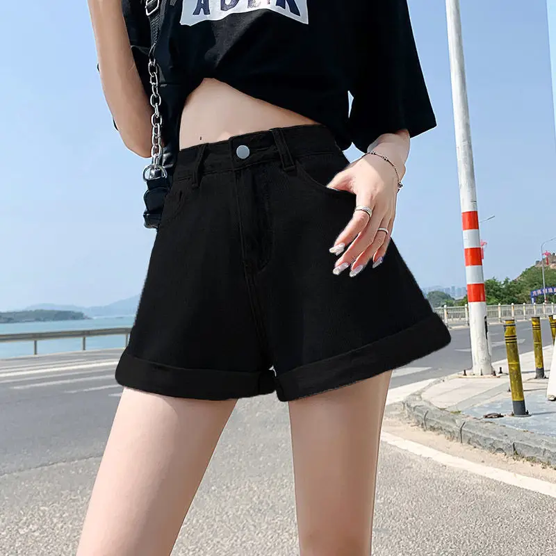 Women High Waist Denim Shorts Blue 2022 - Image 3