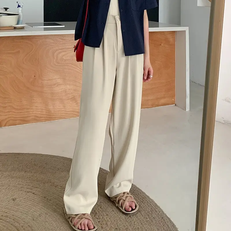 Women Wide Leg High Waist Pants Blue 2026 - Image 3