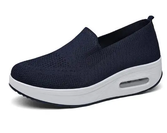 Lazy Shoes for Women, Plain Color, Low-Top Casual Shoes, Fly-Knit Mesh Women's Shoes, Thick-Soled, Height-Increasing, Breathable Rocking Shoes - Image 4