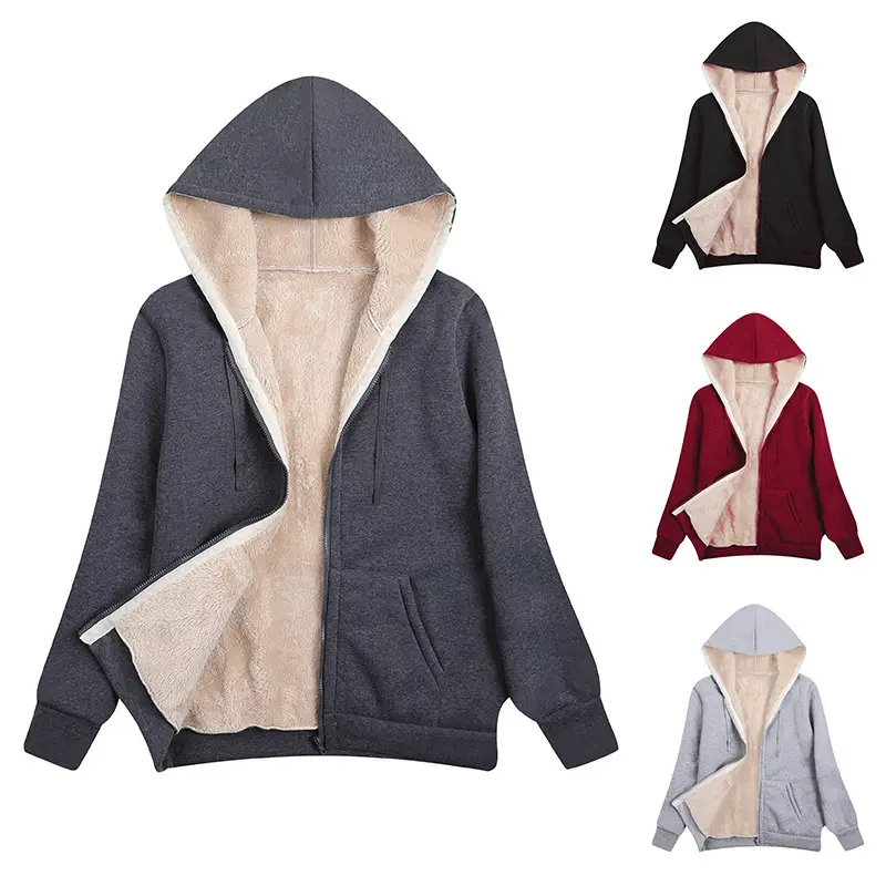 Women Velvet Hooded Coat Maroon 2023 Spring Autumn - Image 7