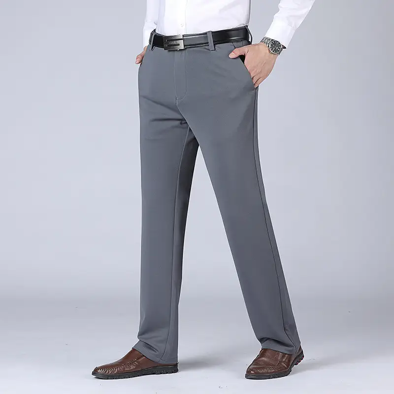 Men's High-Waisted Straight Pants Grey Four-Sided Stretch - Image 8
