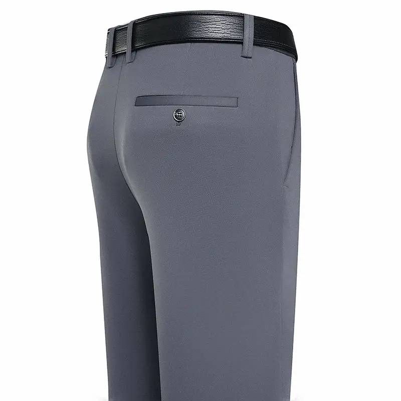 Men's High-Waisted Straight Pants Grey Four-Sided Stretch - Image 4