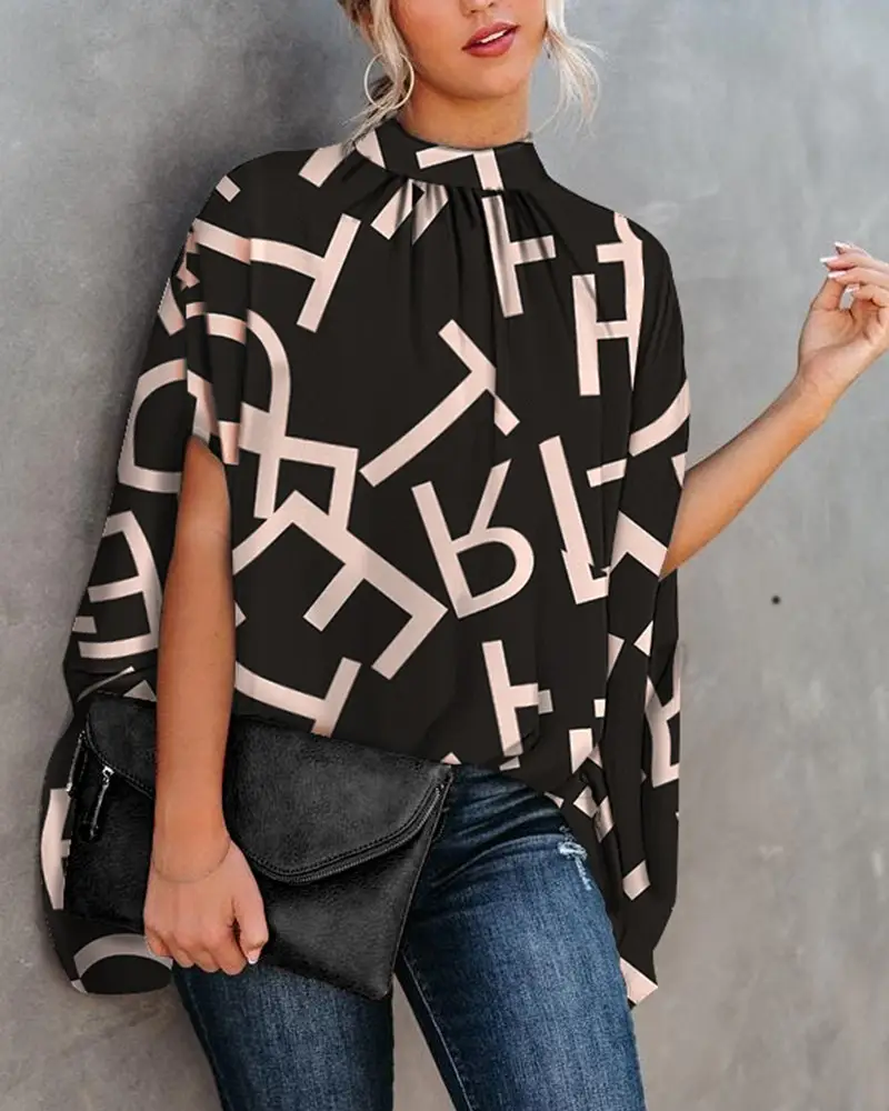 2022 Women's Cross-Body Printed Top with Loose Fit - Image 2