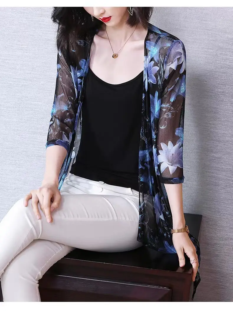 Women's 2025 Printed Cardigan Sun Protection Shawl — feature 10