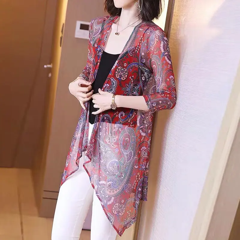 Women's 2025 Printed Cardigan Sun Protection Shawl - Image 2