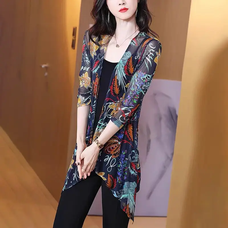Women's 2025 Printed Cardigan Sun Protection Shawl - Image 3