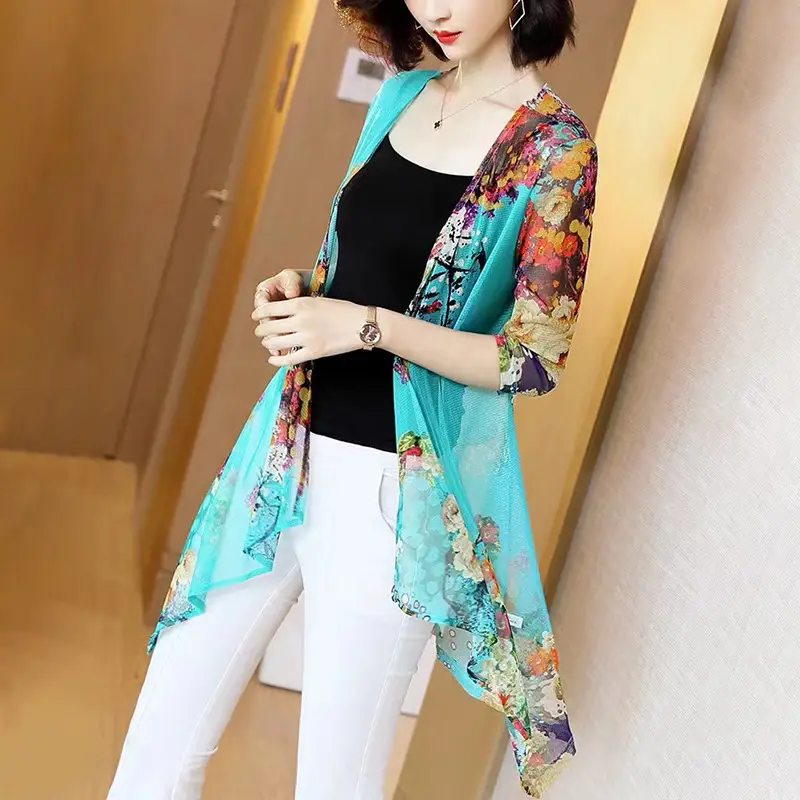 Women's 2025 Printed Cardigan Sun Protection Shawl - Image 5