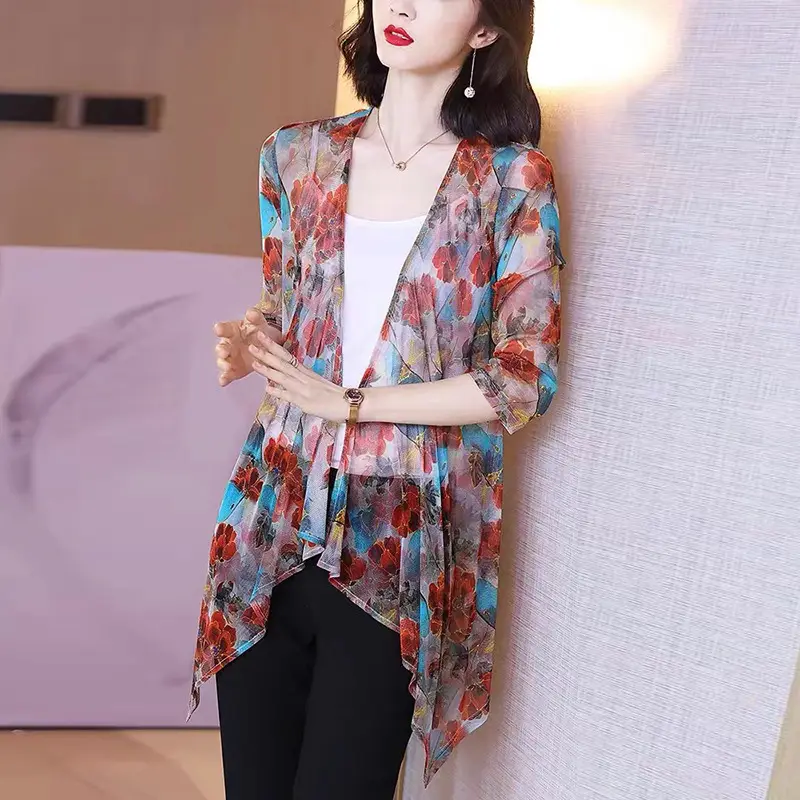 Women's 2025 Printed Cardigan Sun Protection Shawl - Image 6