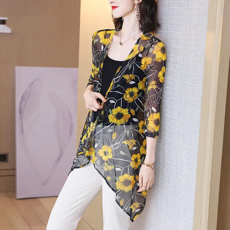 Women's 2025 Printed Cardigan Sun Protection Shawl - Image 7
