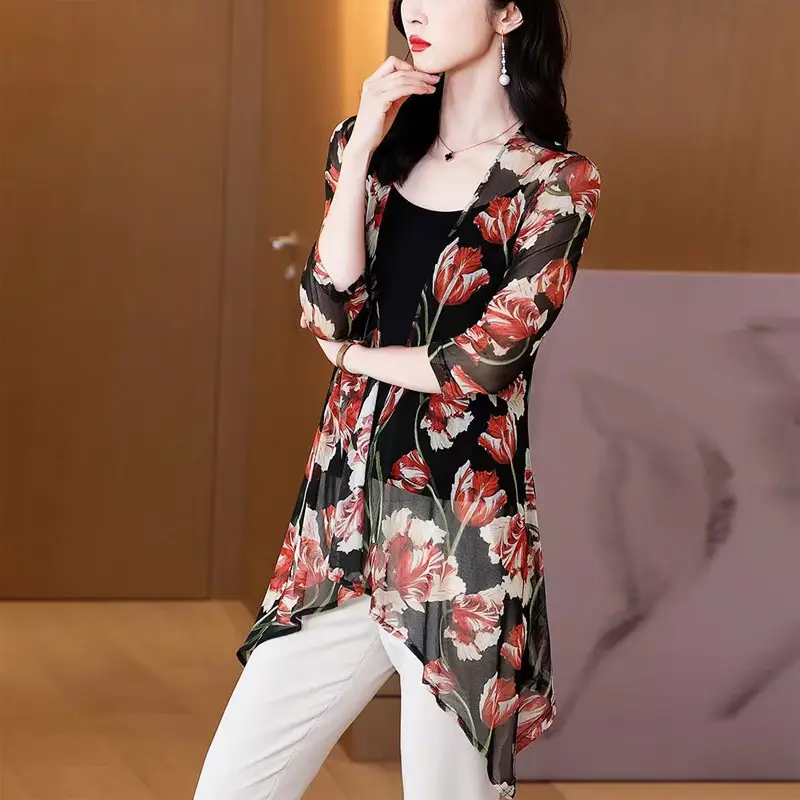Women's 2025 Printed Cardigan Sun Protection Shawl - Image 8