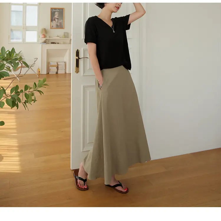 Women V-Neck T-Shirt Black Loose Fitting Summer — feature 19
