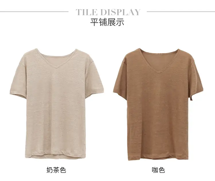 Women V-Neck T-Shirt Black Loose Fitting Summer — feature 31