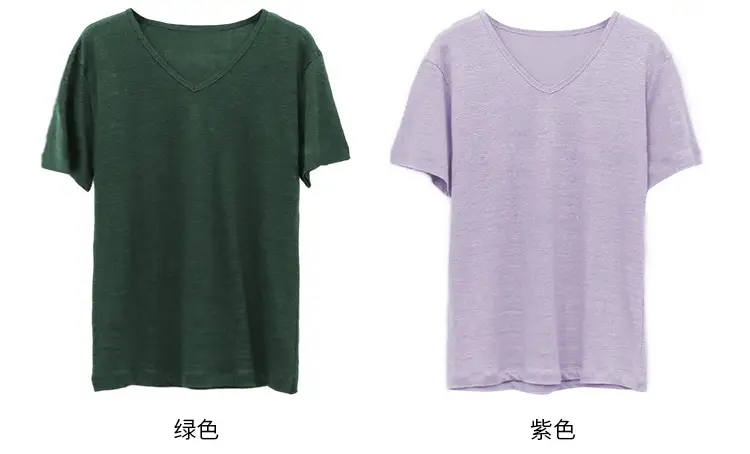 Women V-Neck T-Shirt Black Loose Fitting Summer — feature 32