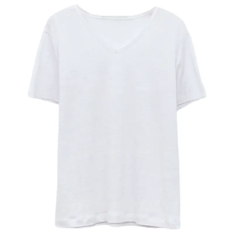 Women V-Neck T-Shirt Black Loose Fitting Summer - Image 2