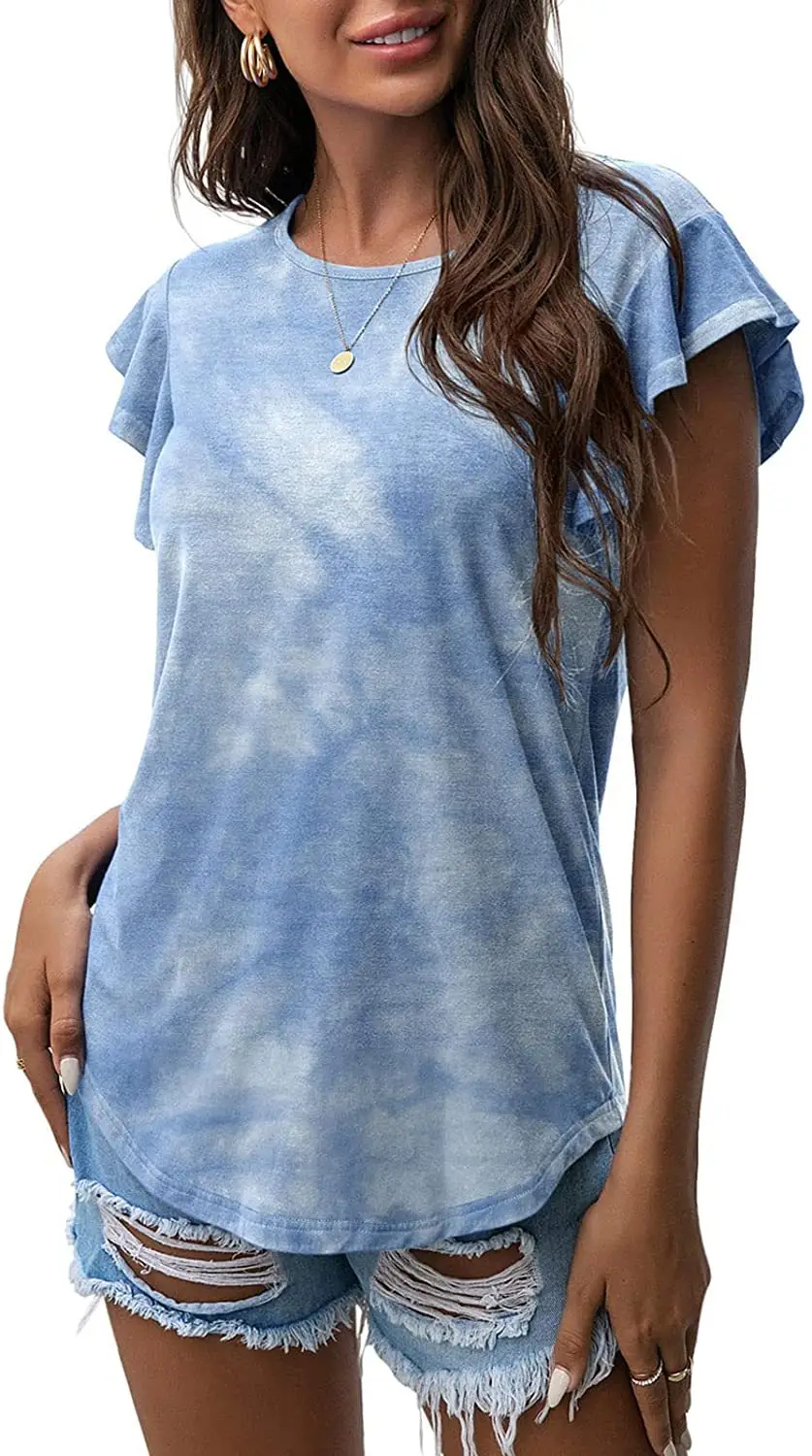Women Floral Short Sleeve T-Shirt White Cotton - Image 14