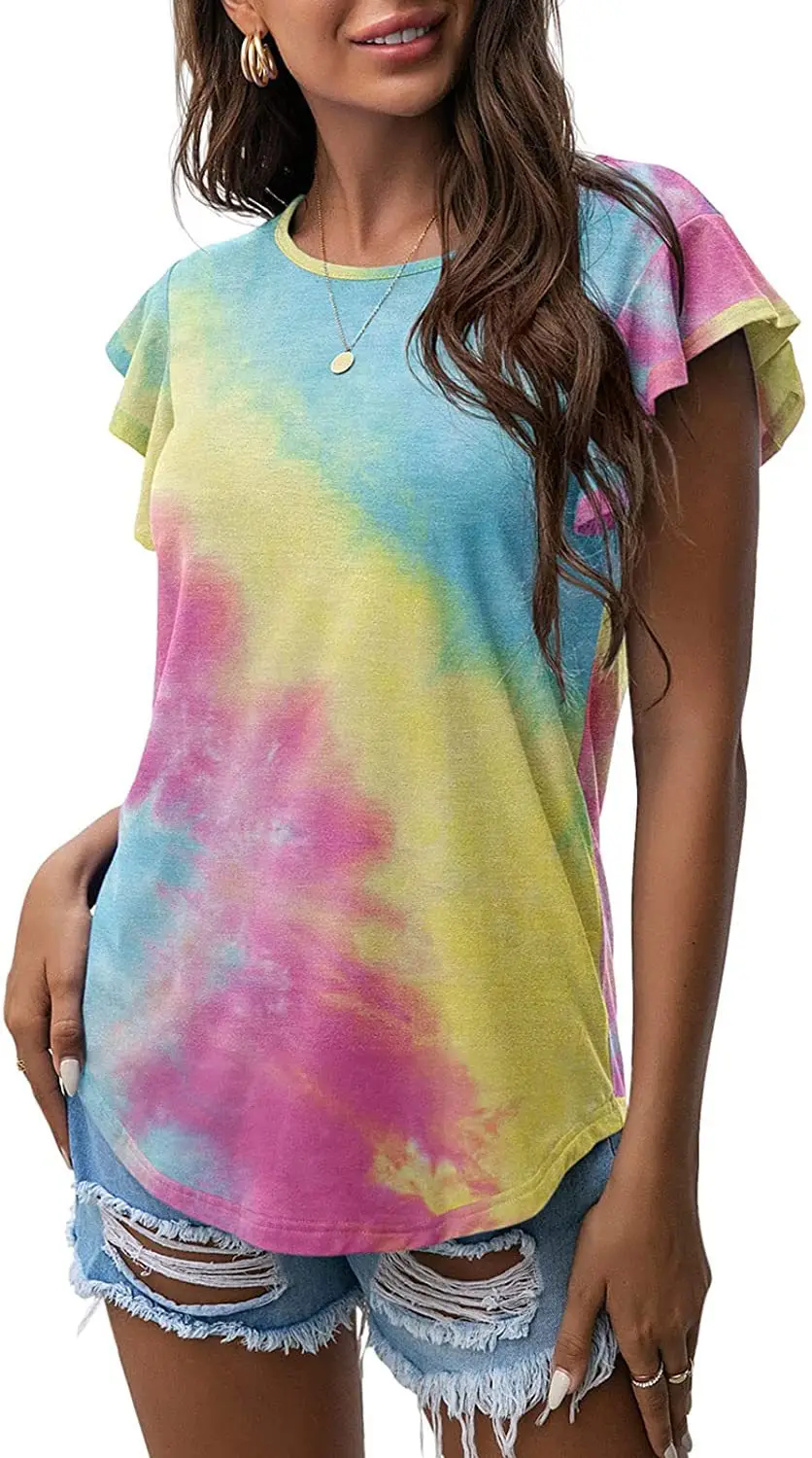 Women Floral Short Sleeve T-Shirt White Cotton - Image 15