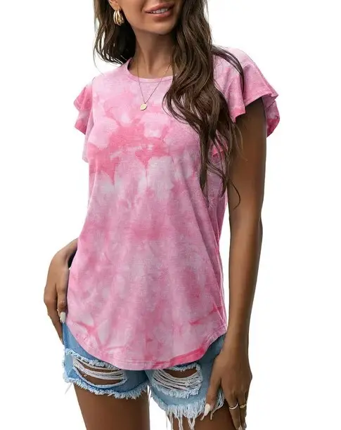 Women Floral Short Sleeve T-Shirt White Cotton - Image 19