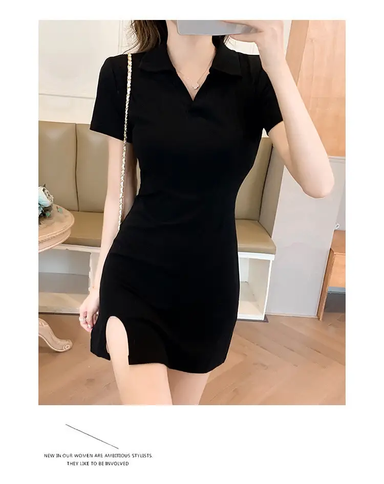 French V Neck Dress for Women Summer 2025 Black Slim Skirt — feature 13