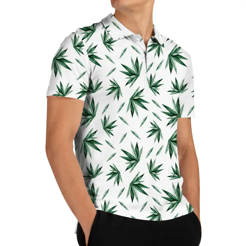 Men 3D Floral Polo Shirt Light Blue Yellow Rose Print