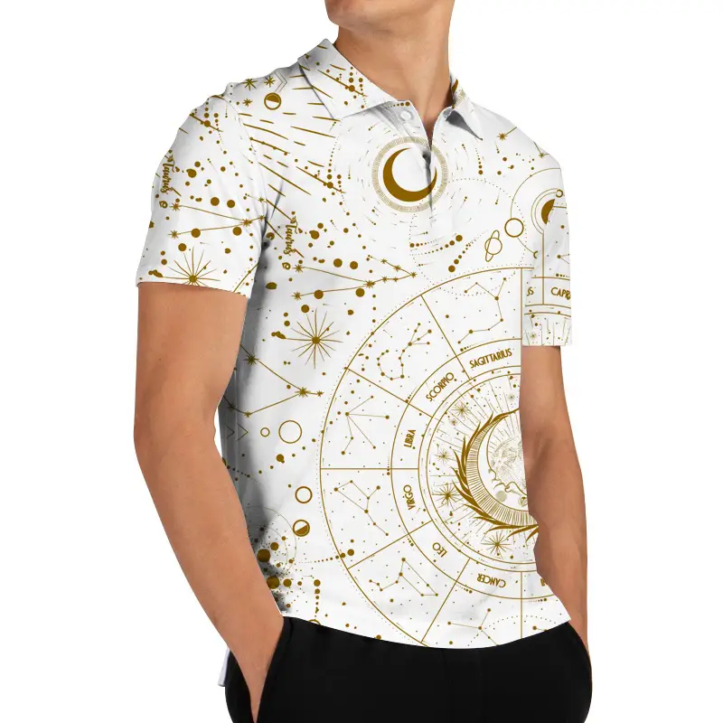 Men 3D Floral Polo Shirt Light Blue Yellow Rose Print