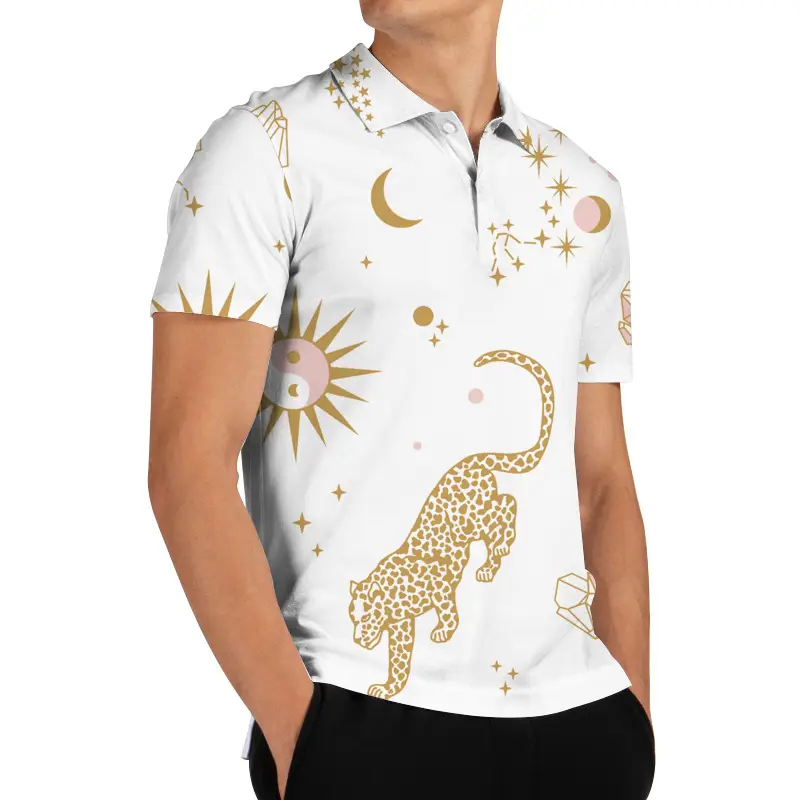 Men 3D Floral Polo Shirt Light Blue Yellow Rose Print