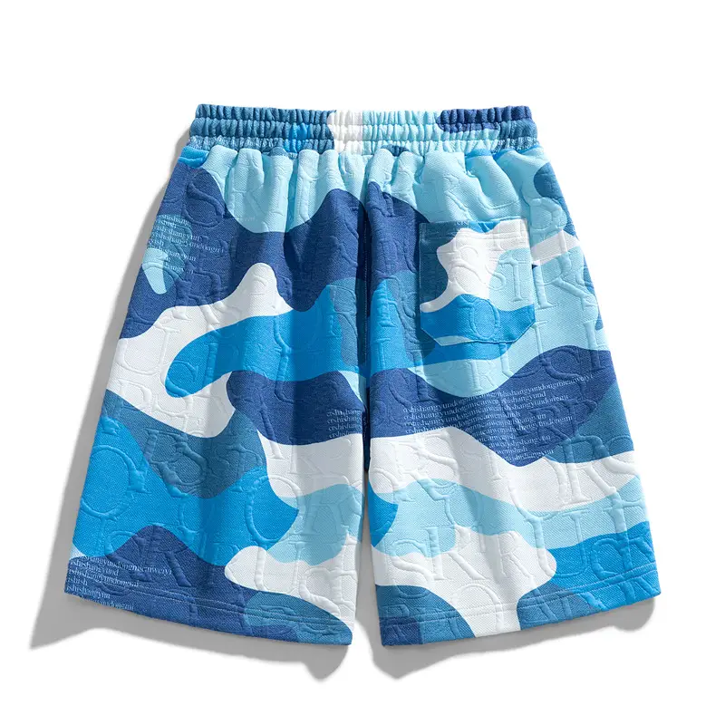Men Printed Croc Shorts Blue White Loose Fit - Image 7