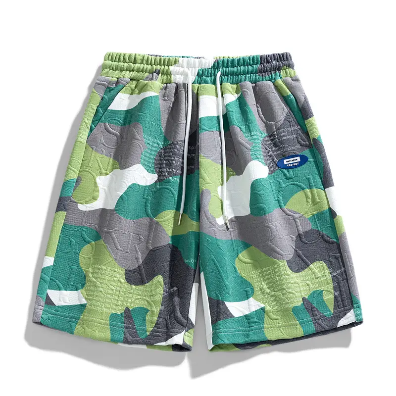 Men Printed Croc Shorts Blue White Loose Fit - Image 2