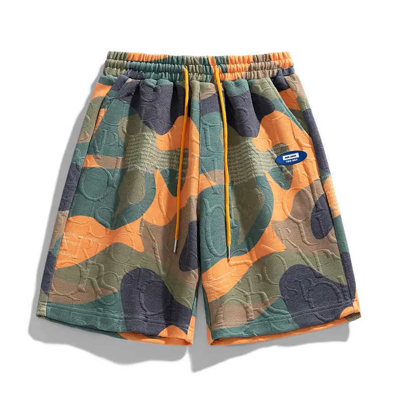 Men Printed Croc Shorts Blue White Loose Fit - Image 3