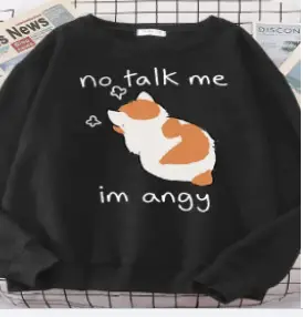 Yellow Cat Print Sweatshirt Round Neck Casual Wear