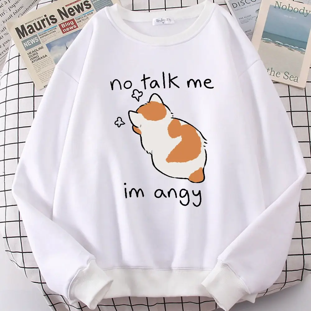 Yellow Cat Print Sweatshirt Round Neck Casual Wear