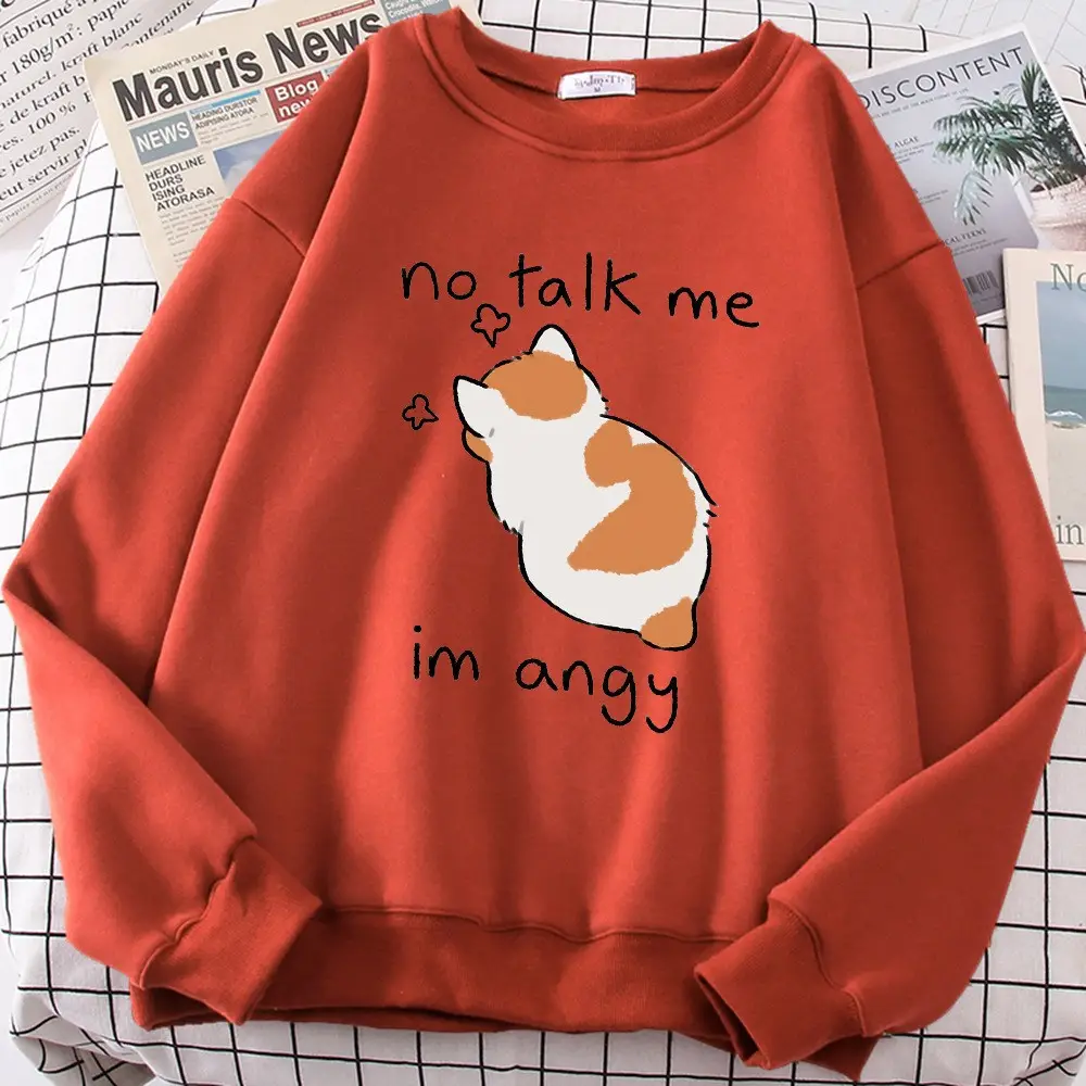 Yellow Cat Print Sweatshirt Round Neck Casual Wear