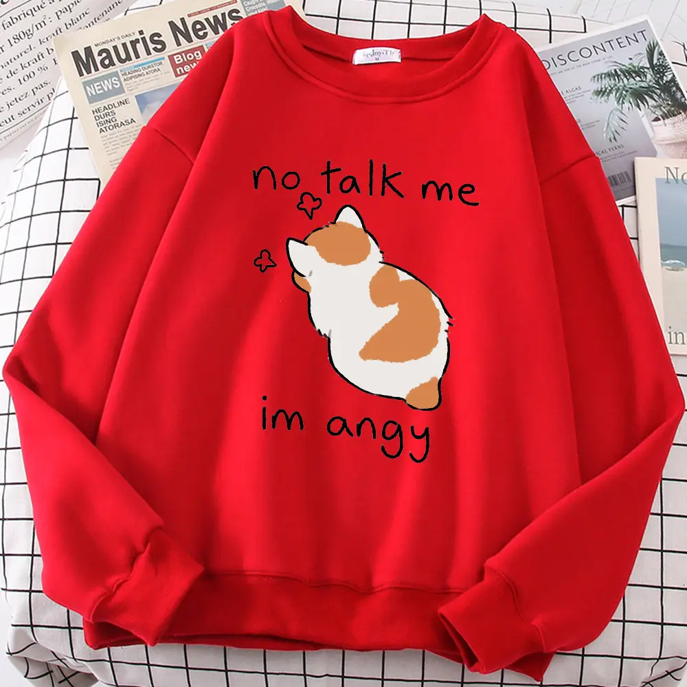 Yellow Cat Print Sweatshirt Round Neck Casual Wear