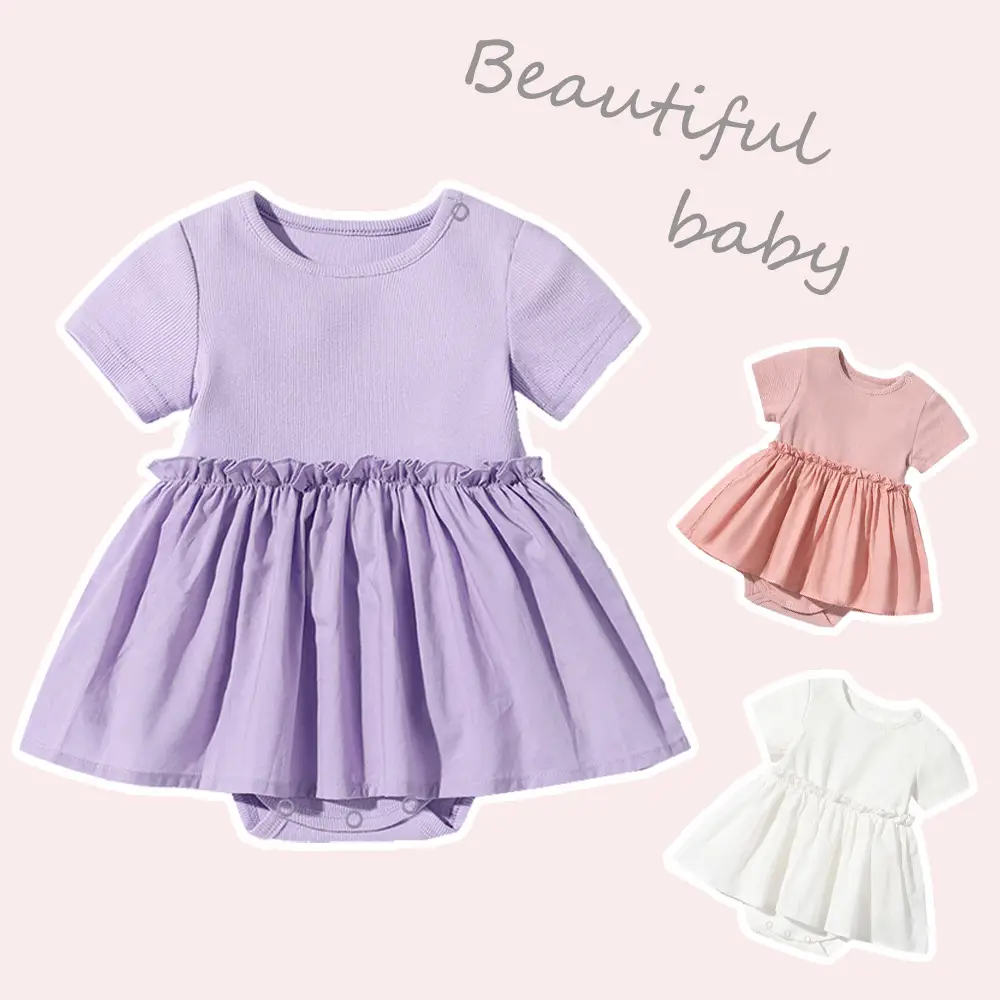 White Wrapping Fat Baby Skirt Short Sleeve Baby Dress - Image 5