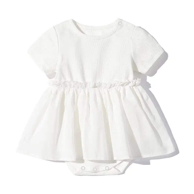 White Wrapping Fat Baby Skirt Short Sleeve Baby Dress - Image 6
