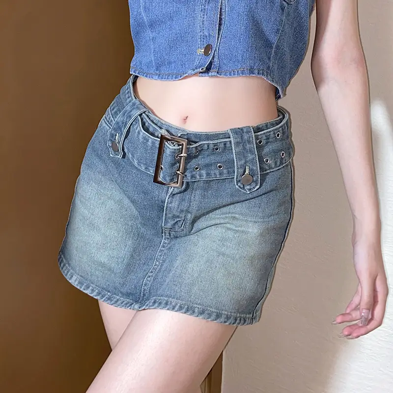 Women Denim Anti-light Belt Skirt 2022 - Image 4