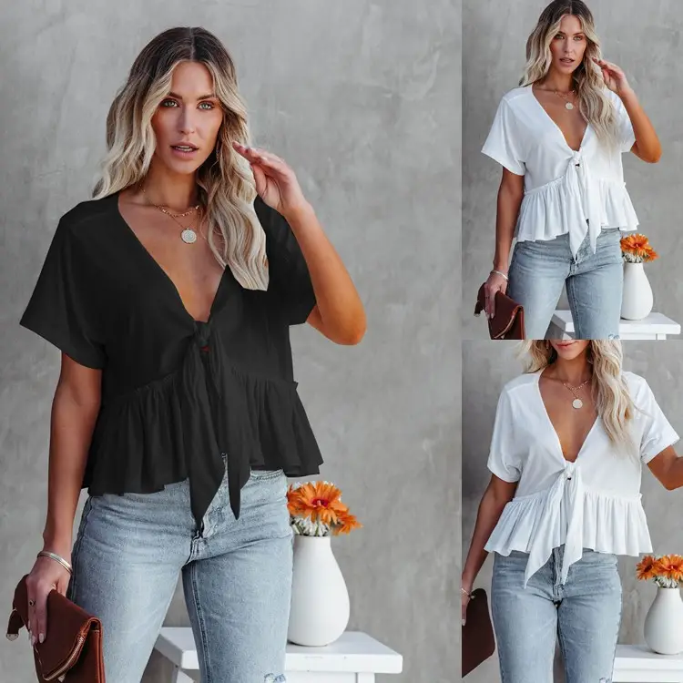 2026 Yellow Ruffle Top with Brown Crossbody Bag - Image 7