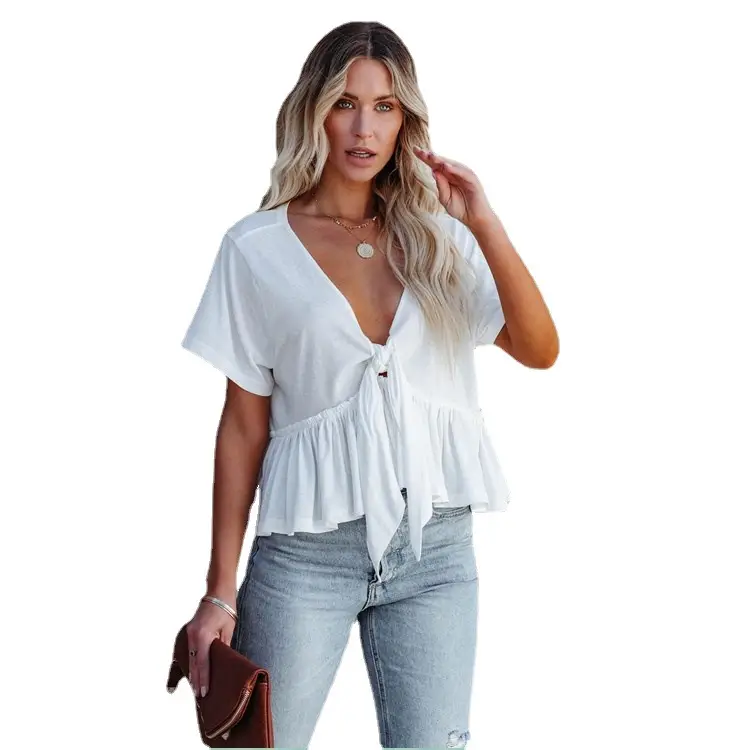 2026 Yellow Ruffle Top with Brown Crossbody Bag - Image 10