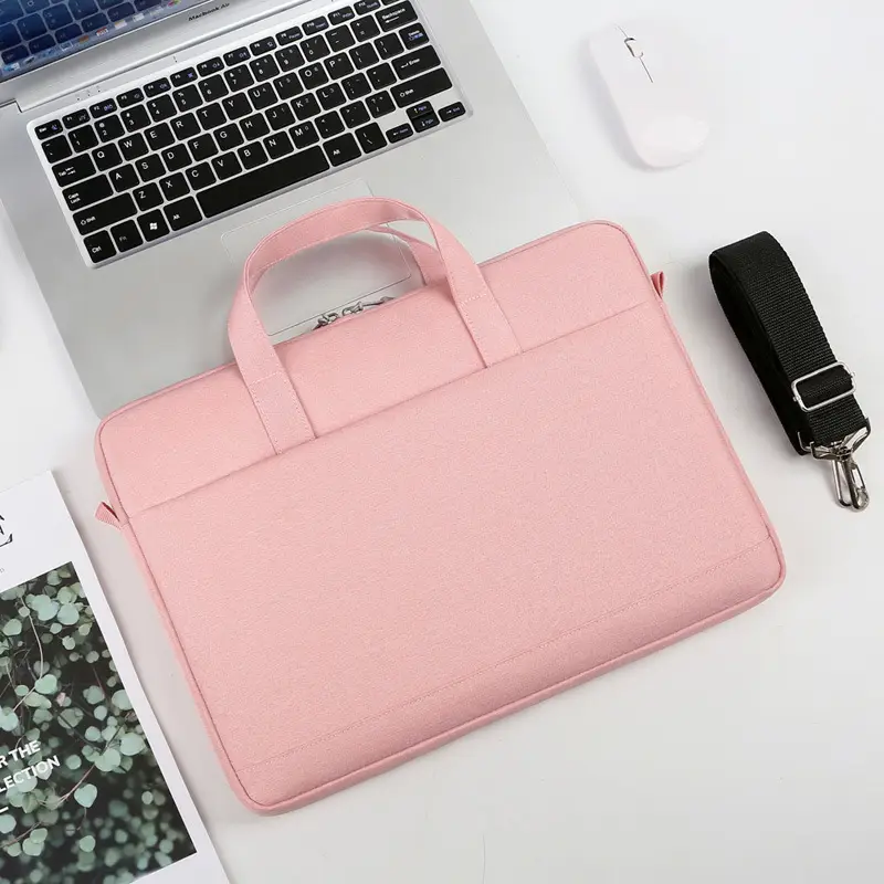 Pink 13-inch Laptop Shoulder Bag with Handle - Image 8