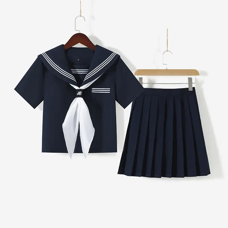 Japanese Style Sailor Uniforms for Women Navy Blue - Image 2