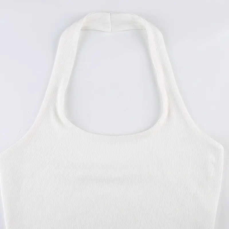 Women's White Knitted U-Neck Camisole with Backless Design — feature 12