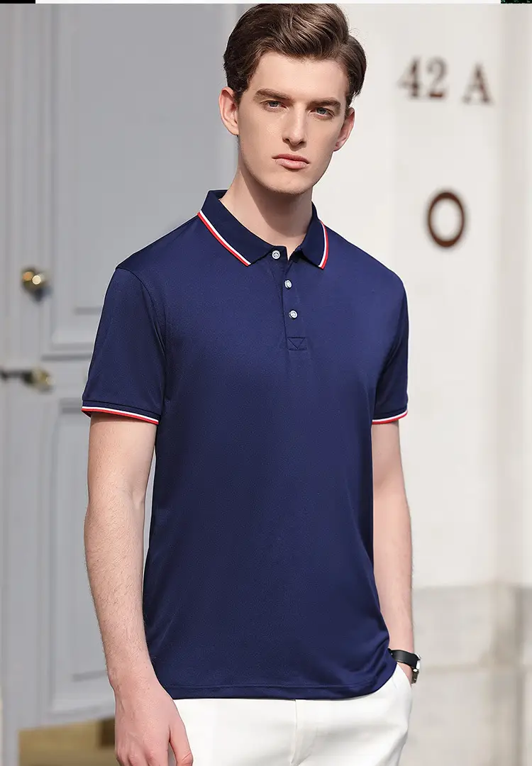 Men Green Polo Shirt with Red Trim — feature 6