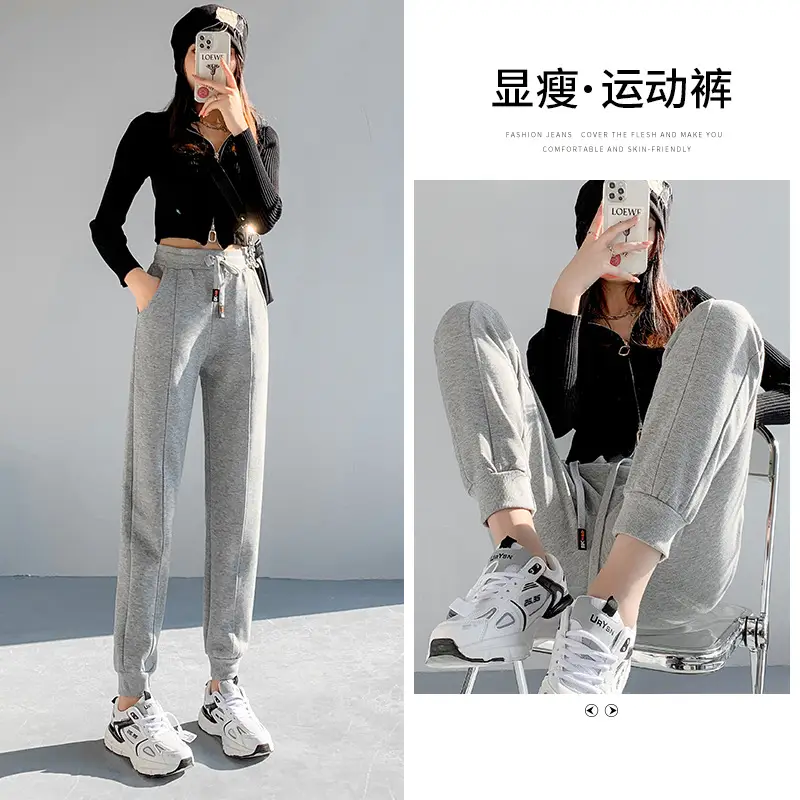 Women Grey Harem Pants Loose Thin Carrot Pants Plus Size - Image 4