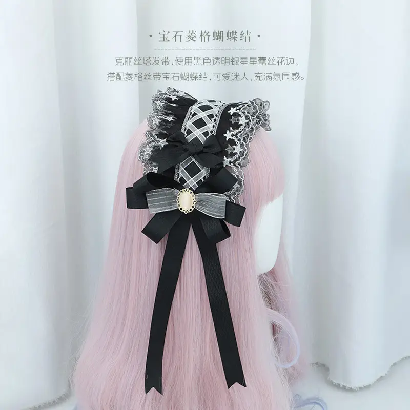 Lolita Hair Band Japanese Handmade Krista Bow Lace Ribbon Headdress