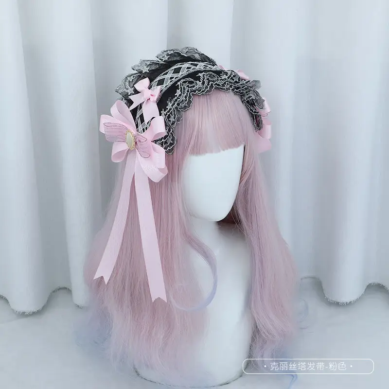 Lolita Hair Band Japanese Handmade Krista Bow Lace Ribbon Headdress